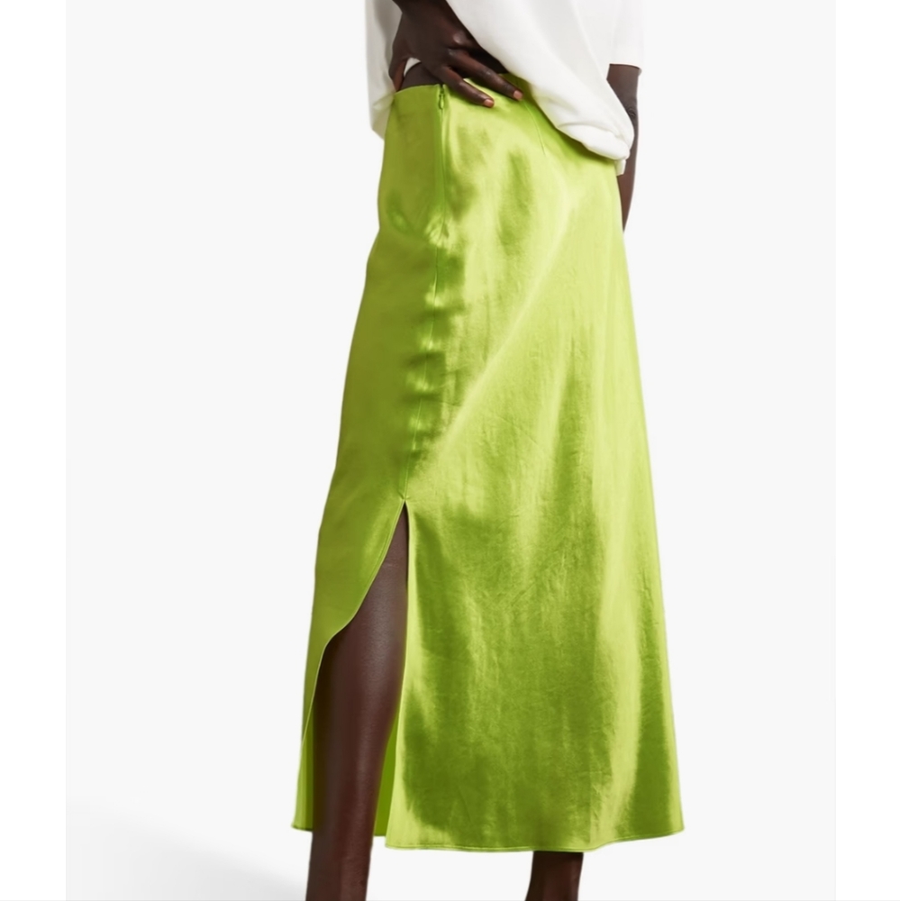 NWT VINCE.Satin-twill midi skirt size L